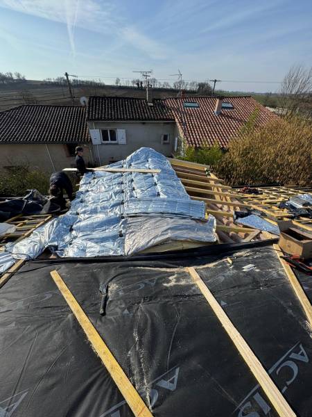 Isolation des rampants ,éligible au aide de l'état par les 2 charpentiers, artisan RGE a Albi. 